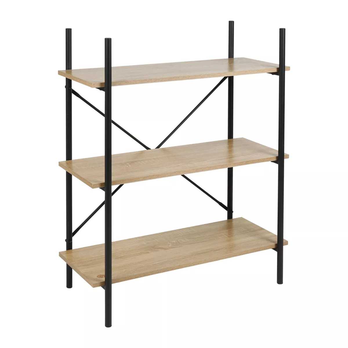 Scaffale a 3 livelli in legno e metallo (H96.5 cm) Lola Nero
