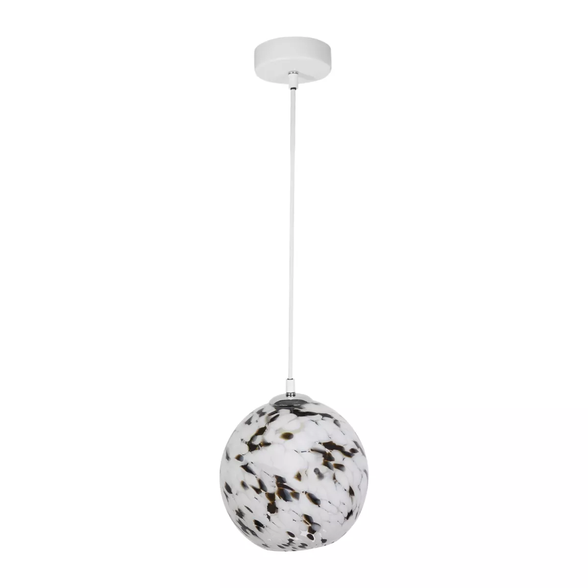 Suspension Verre 'Pepper' Noire Blanche Dim : l20xH18.5xP20cm