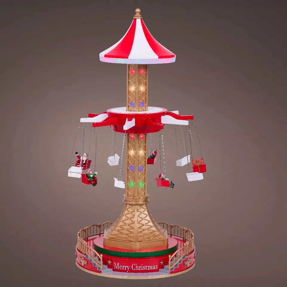 Village de Noël lumineux, animé et musical (H52 cm) Manège à sensation