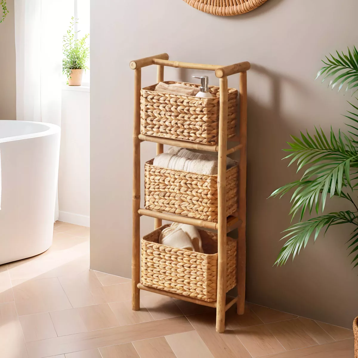 Mobile 3 cesti bambù e giacinto d'acqua (H91 cm) Bali
