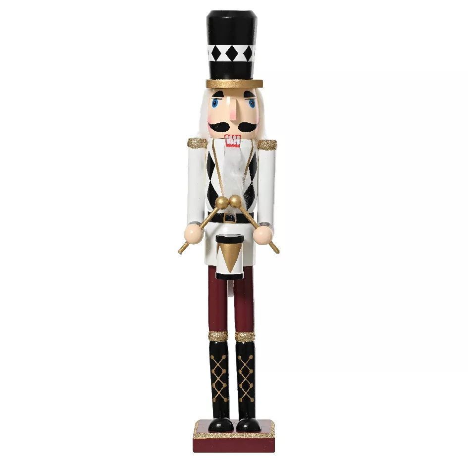 1 Casse-noisette bois de pin L10-W9-H50cm blanc/noir 