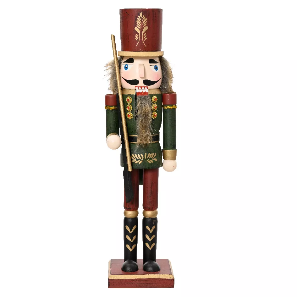 Schiaccianoci in legno (H76 cm) Timothé la regalità Verde e bordeaux