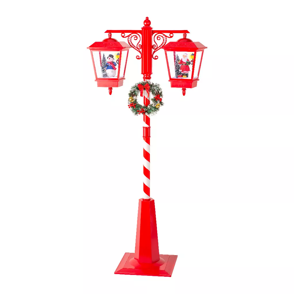 Lámpara de pie doble iluminada 66 LED (H188 cm) Navidad Mágica Roja