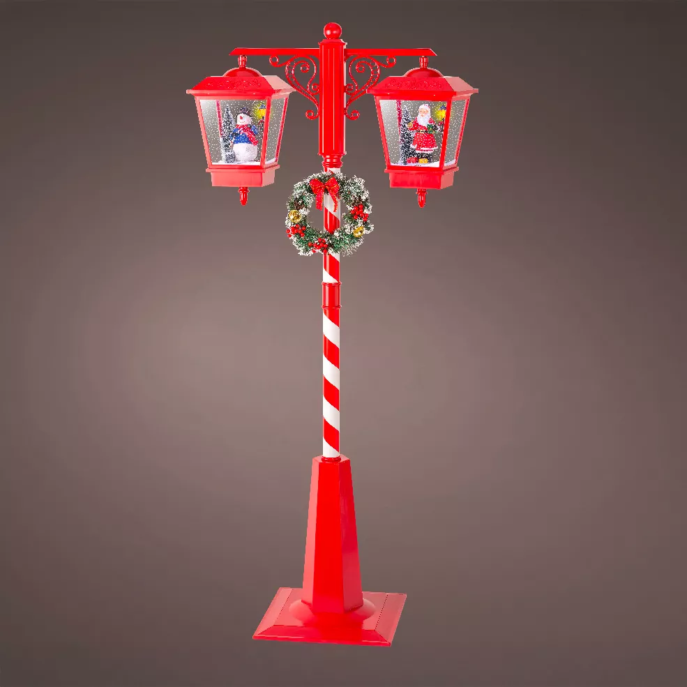 Lampione doppio illuminato 66 LED (H188 cm) Magico Natale Rosso