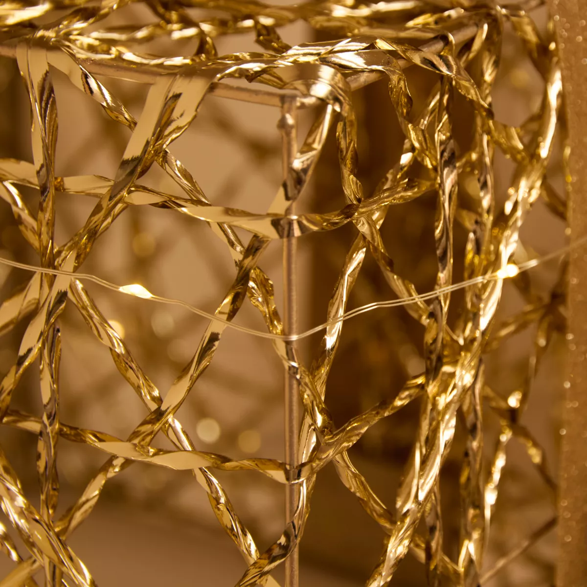 Lot de 3 cadeaux lumineux à piles 30 LED (H30 cm) Féerie Or et Blanc chaud