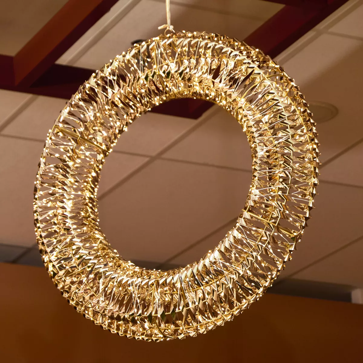 Leuchtender Weihnachtskranz 960 Micro LED (D70 cm) Flash-Effekt Gold und warmweiß