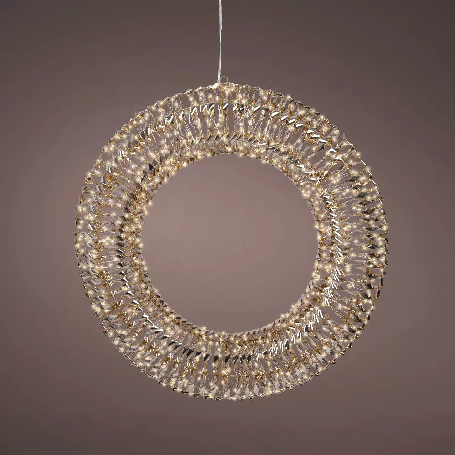 Leuchtender Weihnachtskranz 960 Micro LED (D70 cm) Flash-Effekt Gold und warmweiß