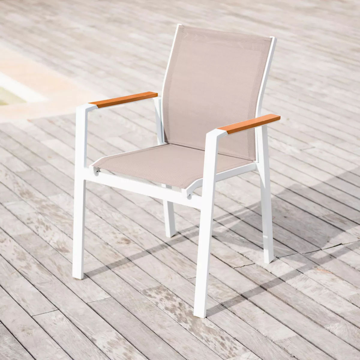 Sedia da giardino alluminio impilabile Bali - Bianco 1