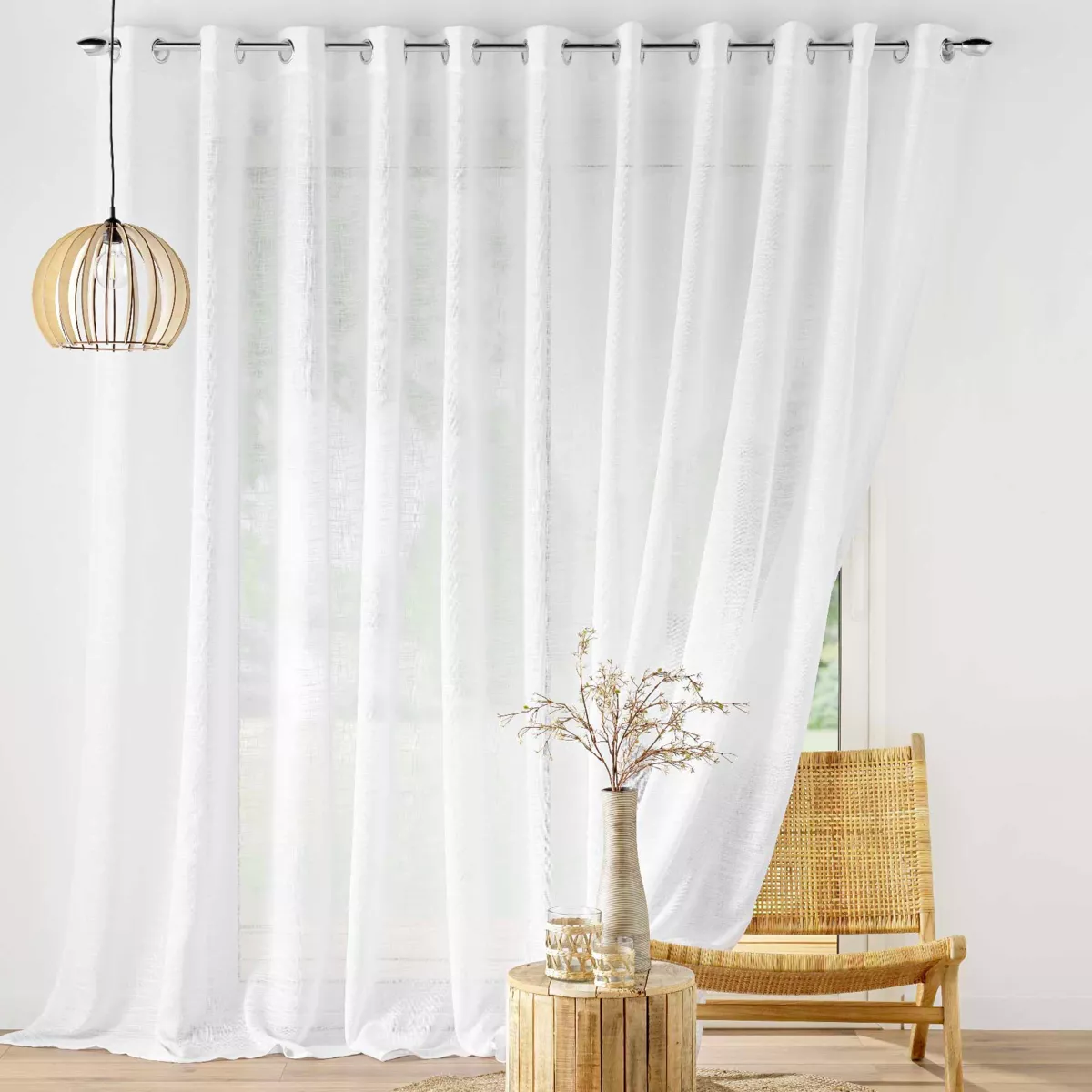 Tenda a pannello in tessuto effetto lino Haltona Bianco (400 x 240 cm)