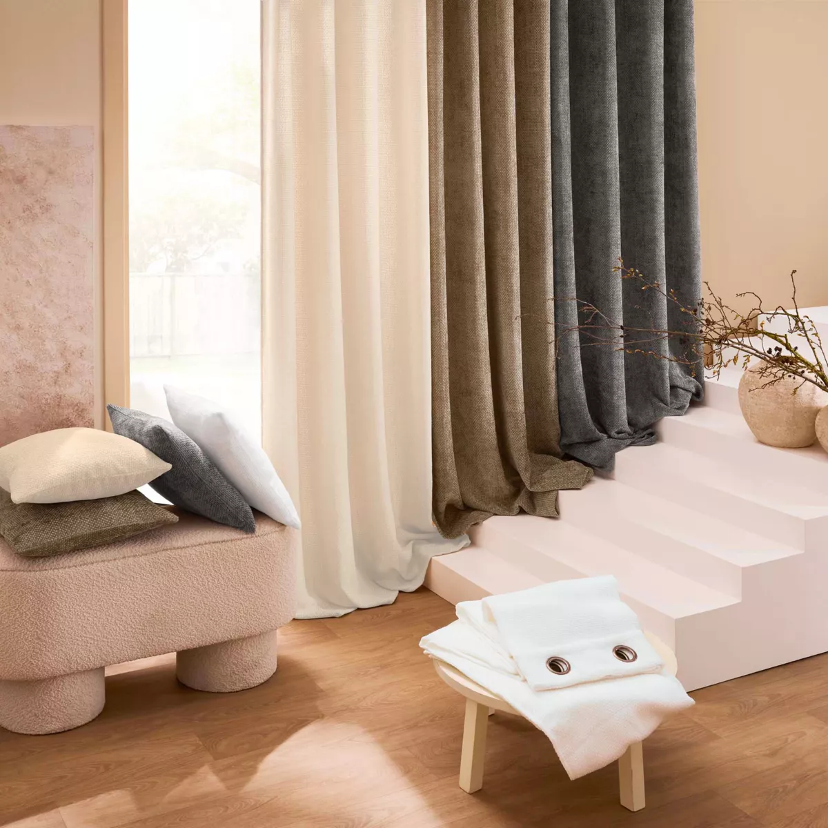 Tenda in velluto chenille (140 x 260 cm) Leo Beige
