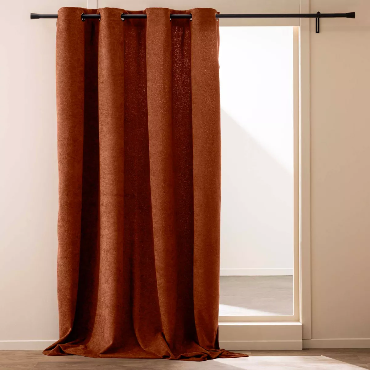 Rideau ˆ Oeillets (140 x 260 cm) Winona Terracotta, Bouclette Unie
