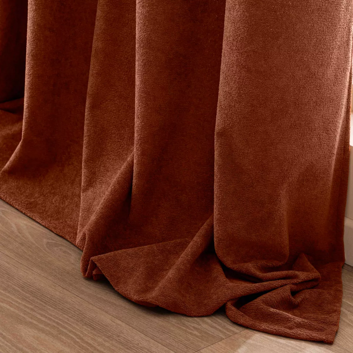Rideau ˆ Oeillets (140 x 260 cm) Winona Terracotta, Bouclette Unie