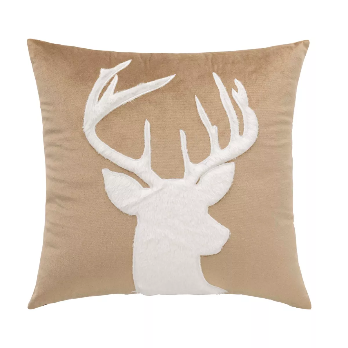 Coussin DŽhoussable (45 x 45 cm) Vik Sable,Velours et Imitation Fourrure