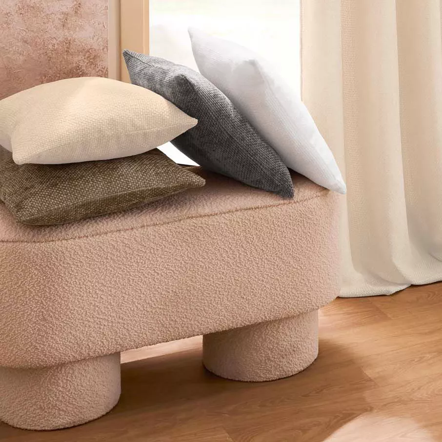 Coussin DŽhoussable (45 x 45 cm) Leo Naturel, Velours Chenille