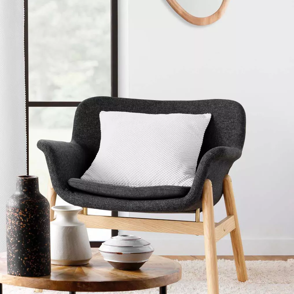 Coussin DŽhoussable (45 x 45 cm) Java Blanc, Flanelle Relief Unie