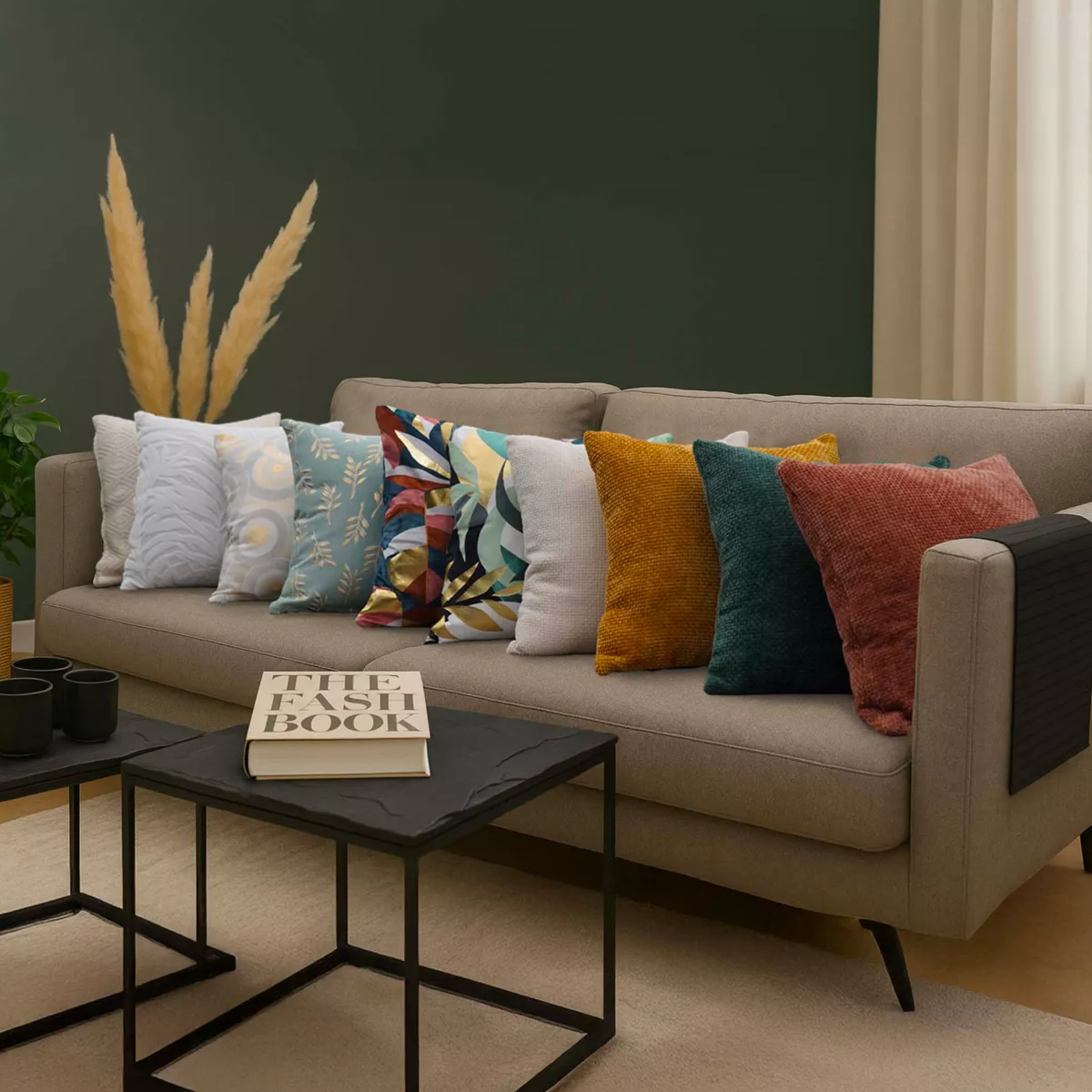 Housse de Coussin (40 x 40 cm) Leo Mocha, Velours Chenille