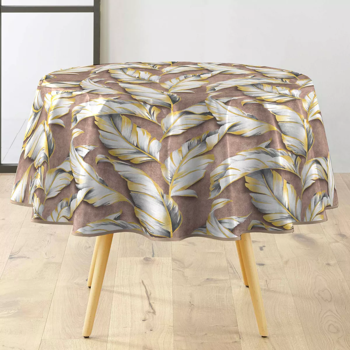 Nappe Ronde (¯ 160 cm) Ebany Choco, PVC Textilia