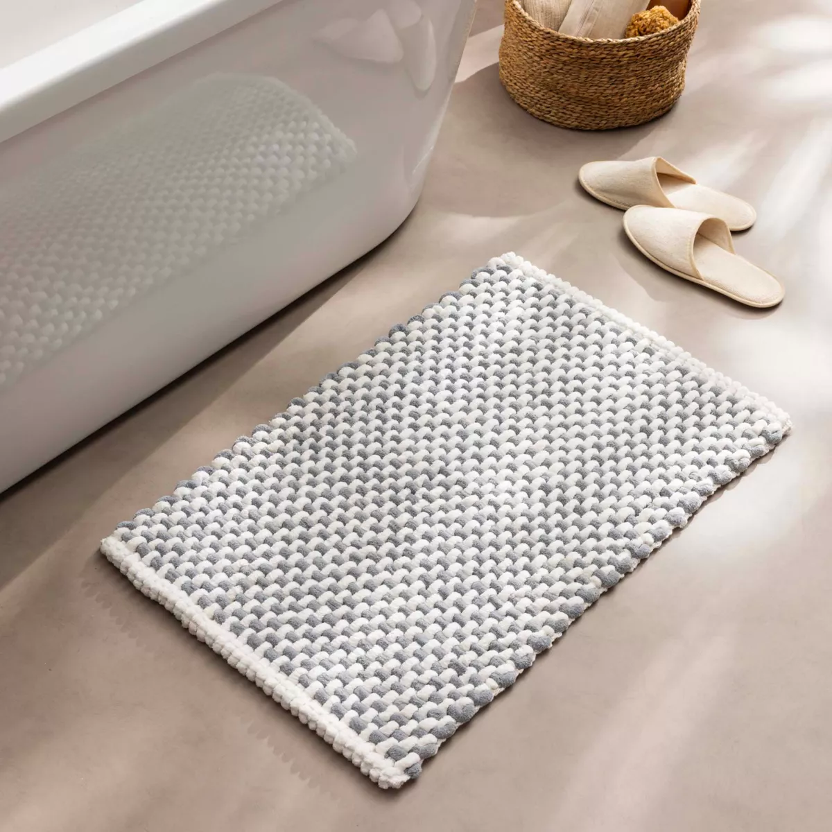 Tapis de Bain (50 x 80 cm) Rafael Naturel, Coton/Polyester Chenille