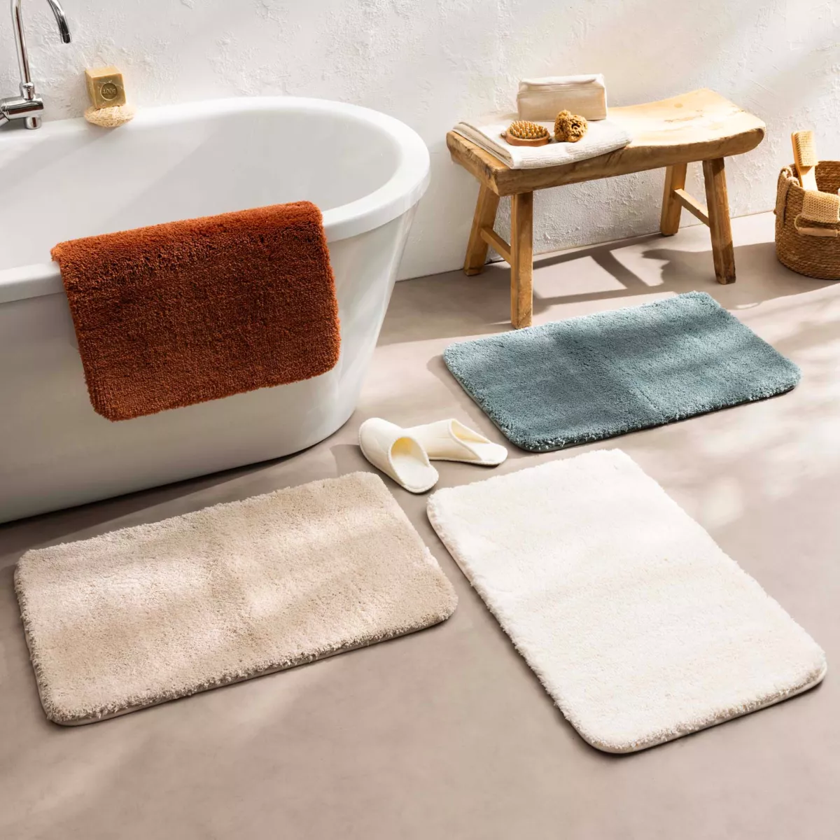 Tapis de Bain (50 x 80 cm) Mael Naturel, Polycoton Jacquard