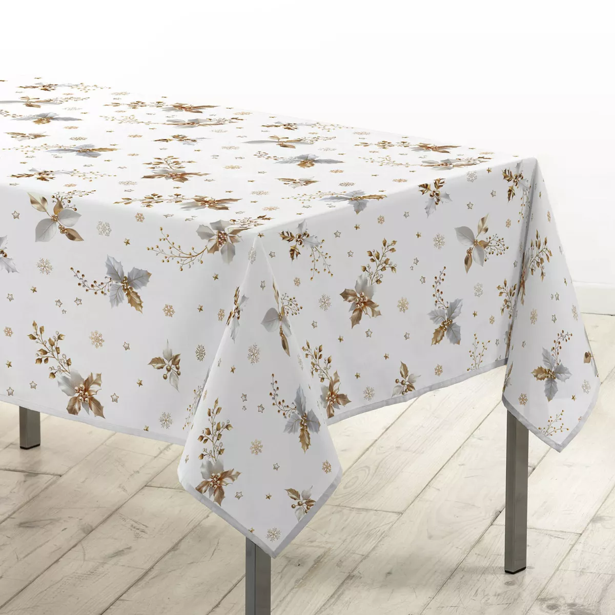 NAPPE RECTANGLE 150 x 240 CM POLYESTER IMPRIME GUIDO BLANC