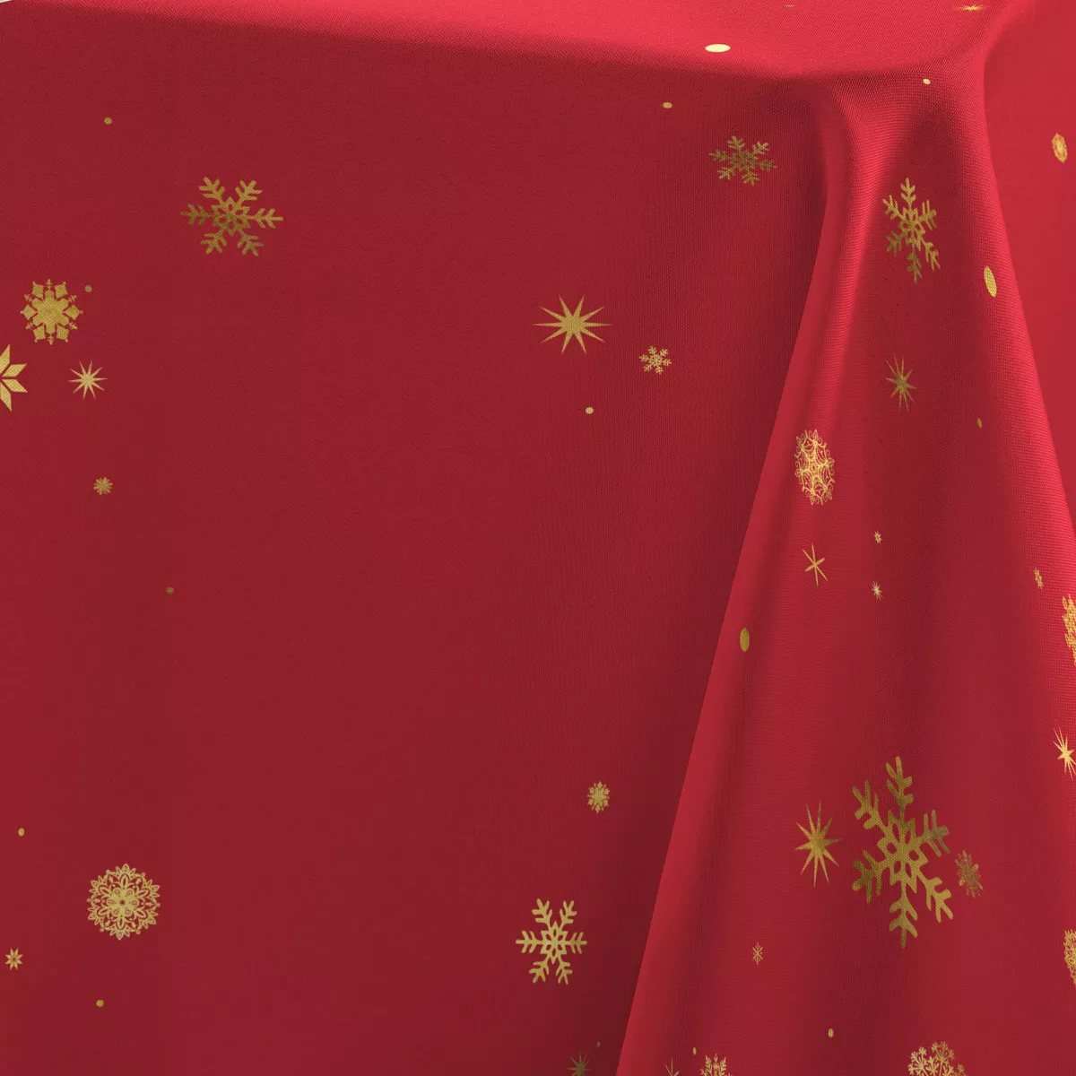 NAPPE RECTANGLE 150 x 240 CM POLYESTER IMPRIME METALLISE CONSTELLATION ROUGE/OR