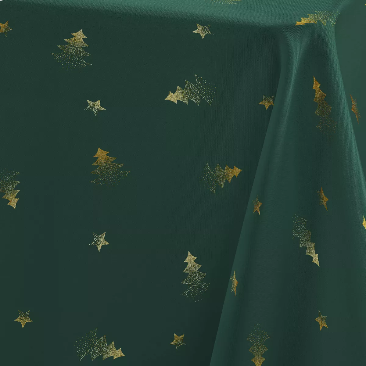 Weihnachtstischdecke rechteckig (150 x 300 cm) Metallischer Tannenbaum GrÃ¼n und Gold