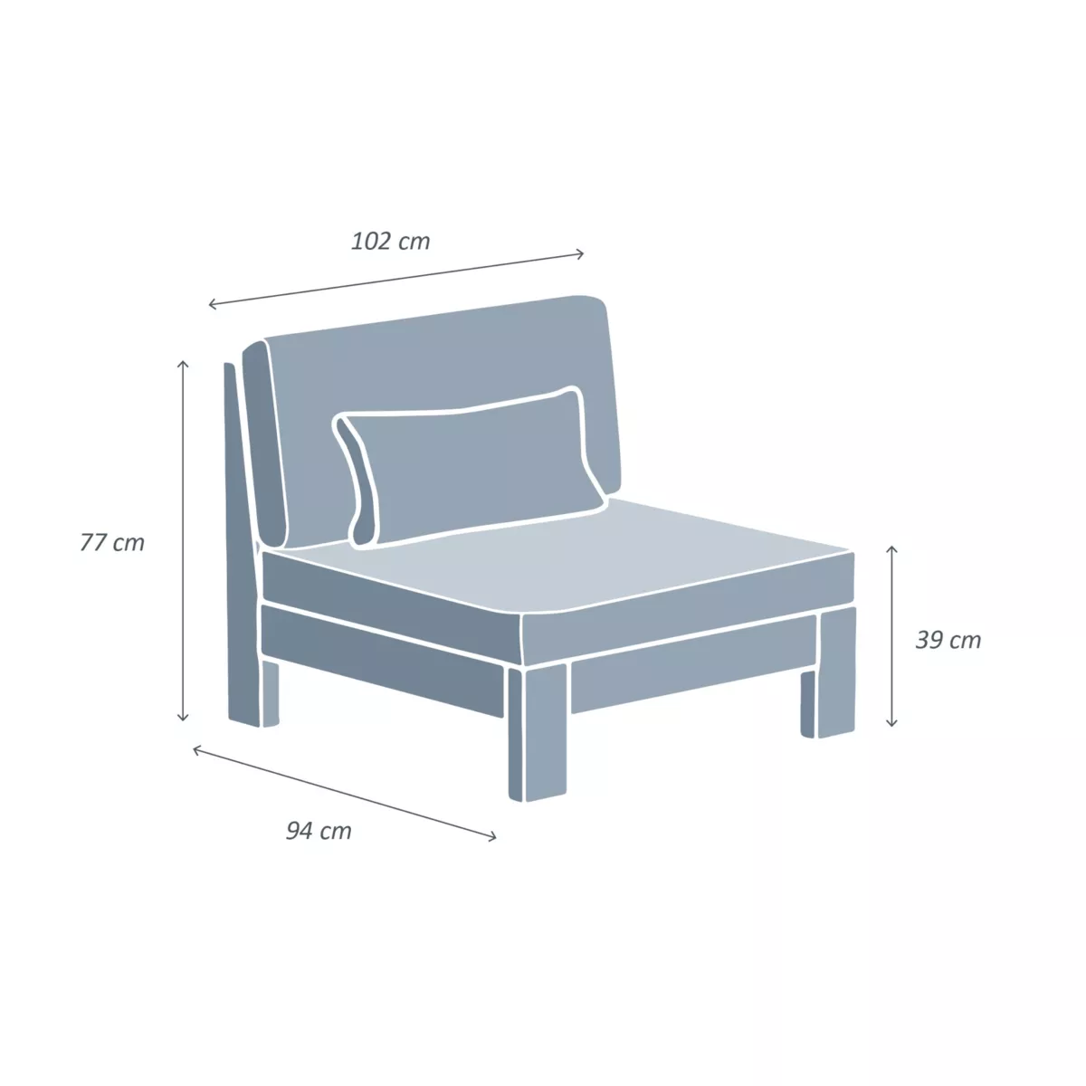 Fauteuil de jardin bois d'acacia Bornéo Gris anthracite