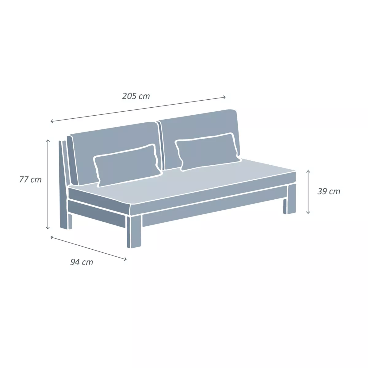 Canapé de jardin en bois d'acacia 3 places Bornéo Sable
