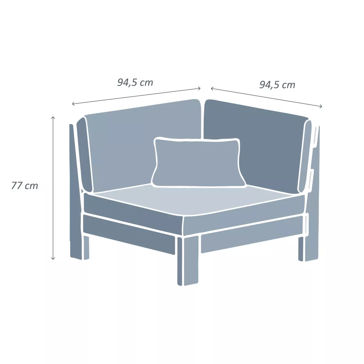 Fauteuil d'angle de jardin bois d'acacia Bornéo Gris anthracite