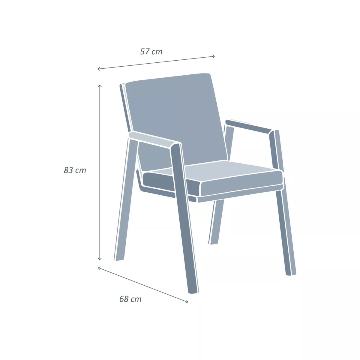 Fauteuil de jardin aluminium Long Beach Gris anthracite