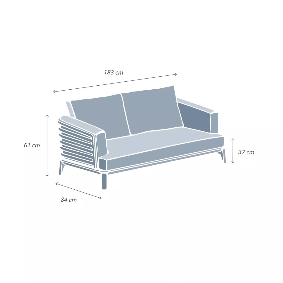 Canapé de jardin en aluminium 2 places Monte Carlo Gris anthracite