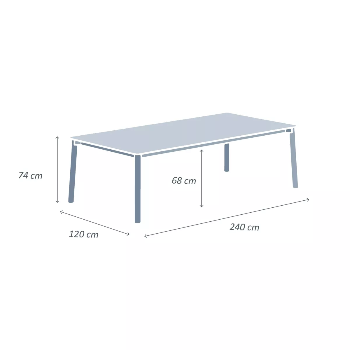 Table de jardin rectangulaire en aluminium 10 places (240 x 120 cm) Monte Carlo Blanc