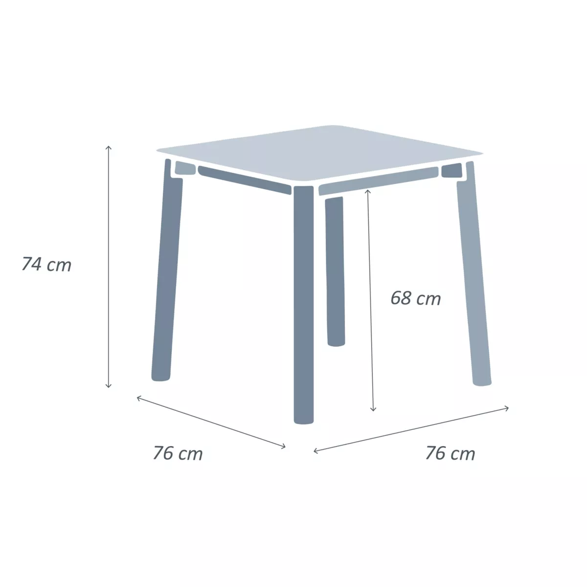 Table de jardin carrée en aluminium 2 places (76 x 76 cm) Monte Carlo Blanc