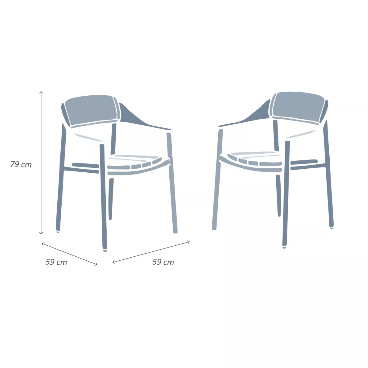 Lot de 2 fauteuils de jardin aluminium Monte Carlo Blanc 