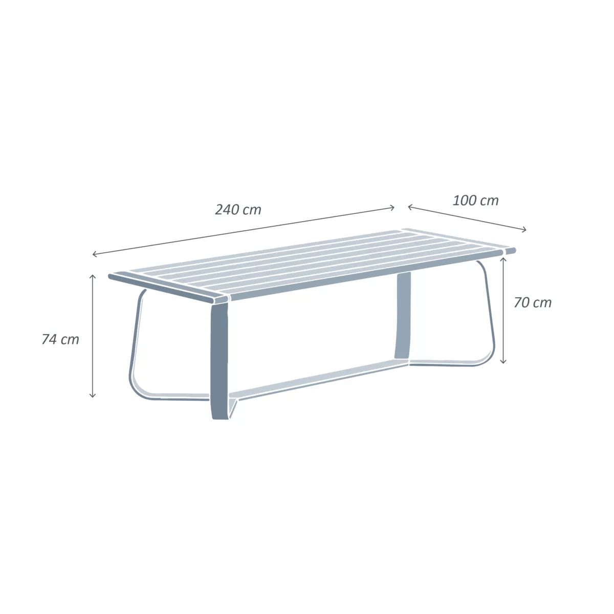 Mesa de jardín rectangular de aluminio 10 plazas (240 x 100 cm) Long Beach Gris antracita