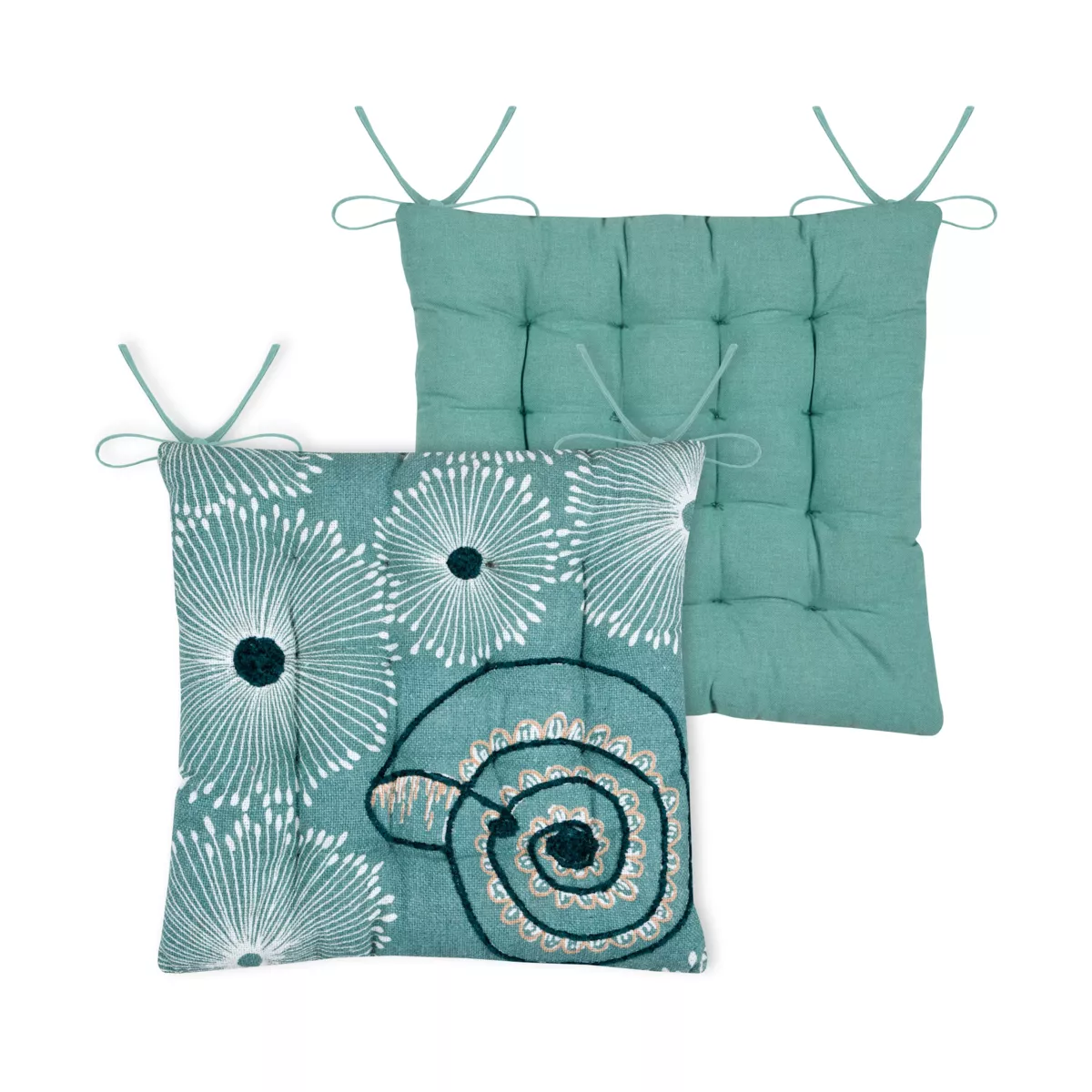 Cuscino per sedia quadrato in cotone (38x38 cm) Barbados Verde celadon
