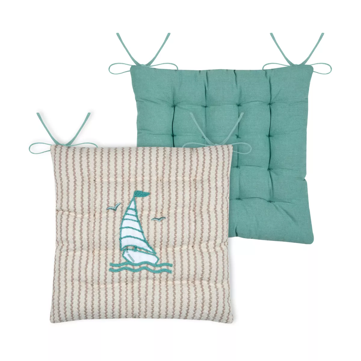 Cuscino per sedia quadrato in cotone (38 x 38 cm) Barbados Ecru