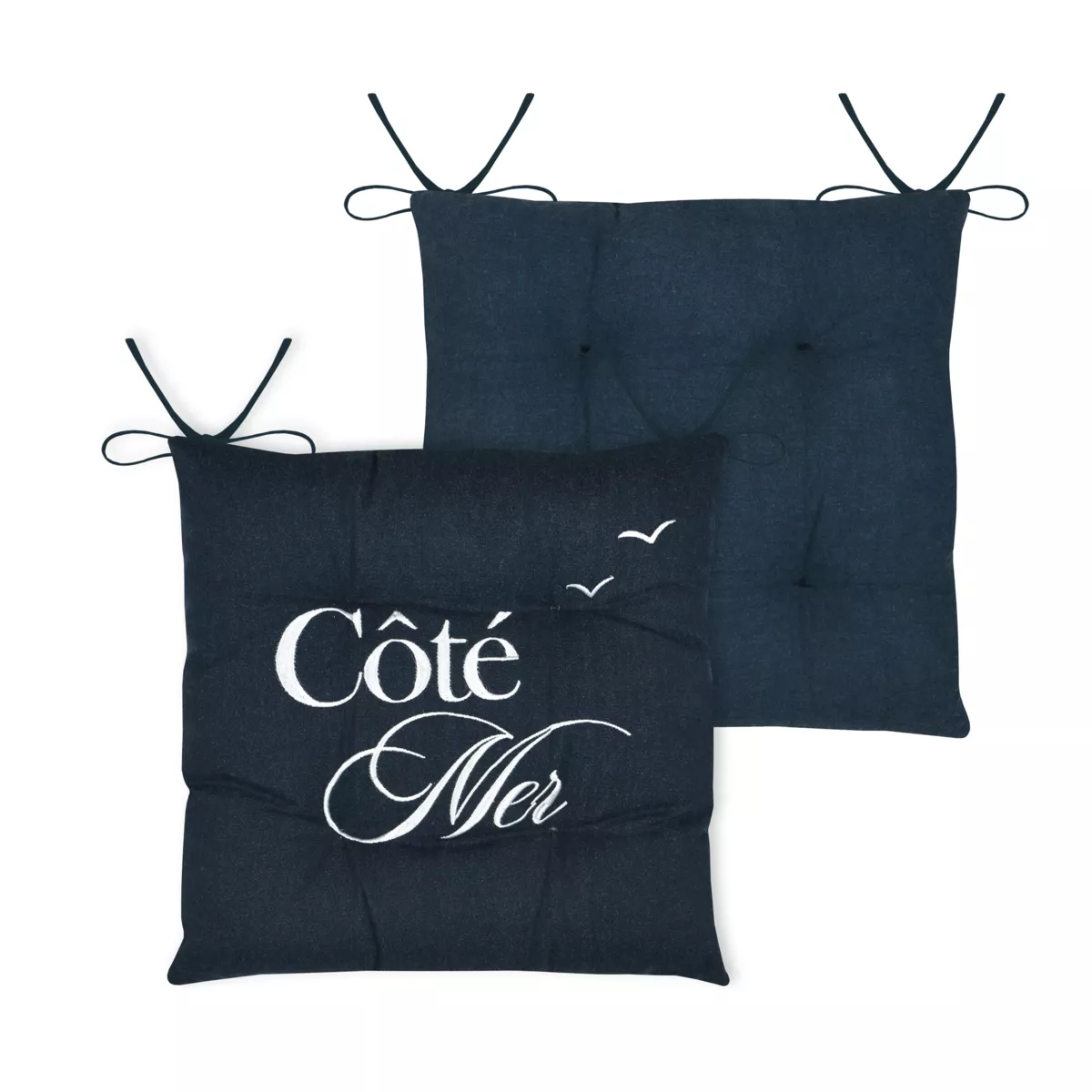 Cuscino per sedia quadrato in cotone (38x38 cm) Bordemer Blu navy
