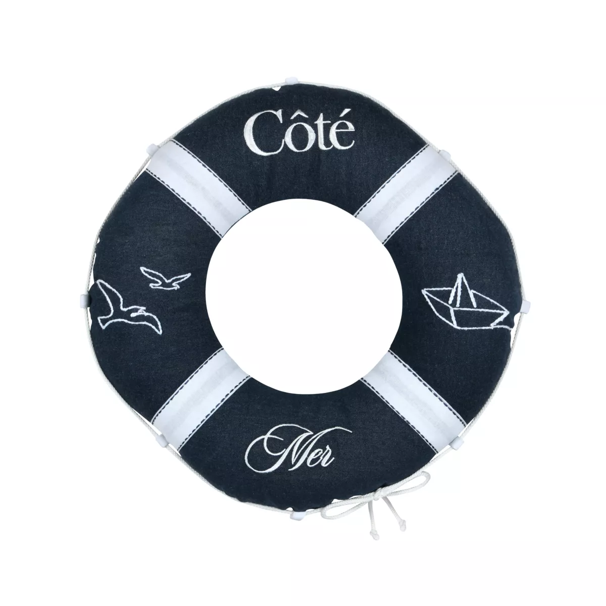 Cuscino boa in cotone (50 cm) Bordemer Blu navy
