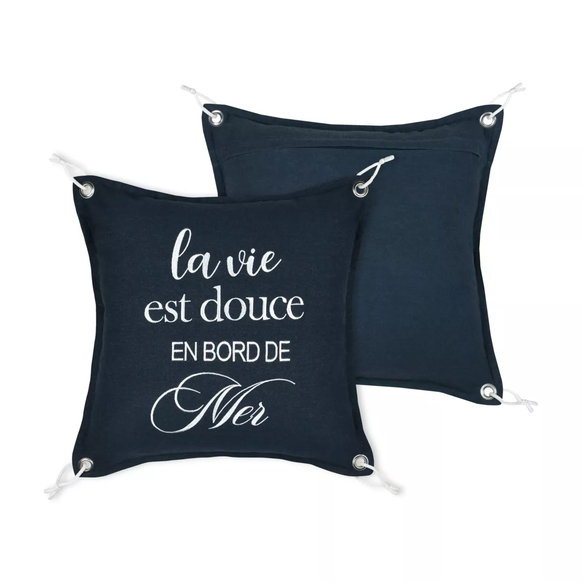 Cuscino quadrato in cotone (50 x 50 cm) Bordemer Blu navy