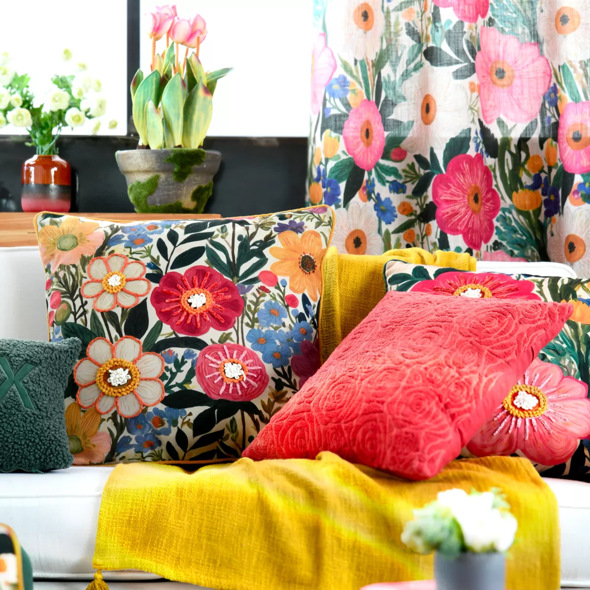 Cojín cuadrado de algodón (50 x 50 cm) Betty Multicolor