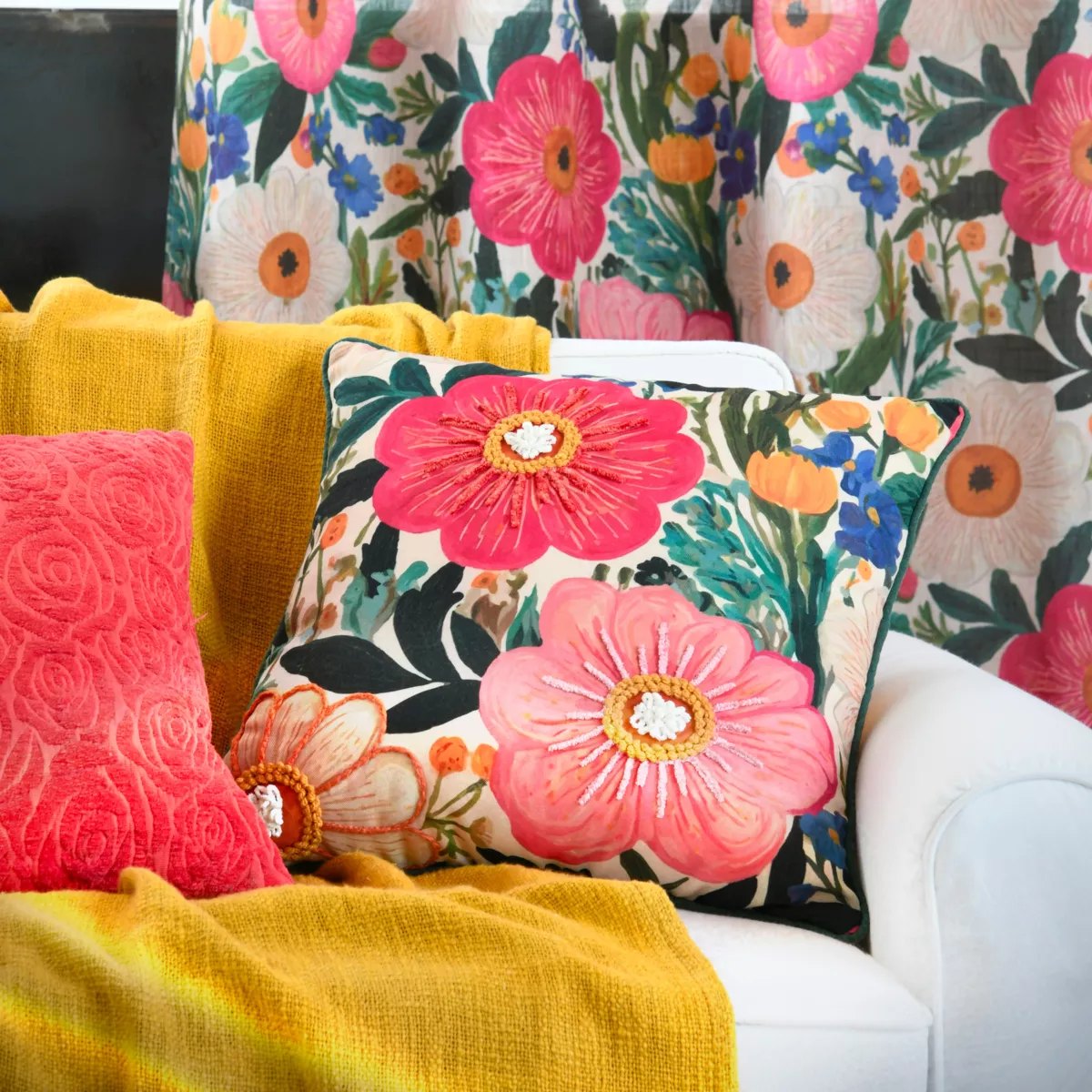 Cojín cuadrado de algodón (45 x 45 cm) Betty Multicolor