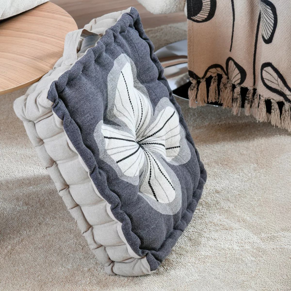 Cuscino da pavimento in cotone (45 x 45 cm) Tilda Grigio ardesia
