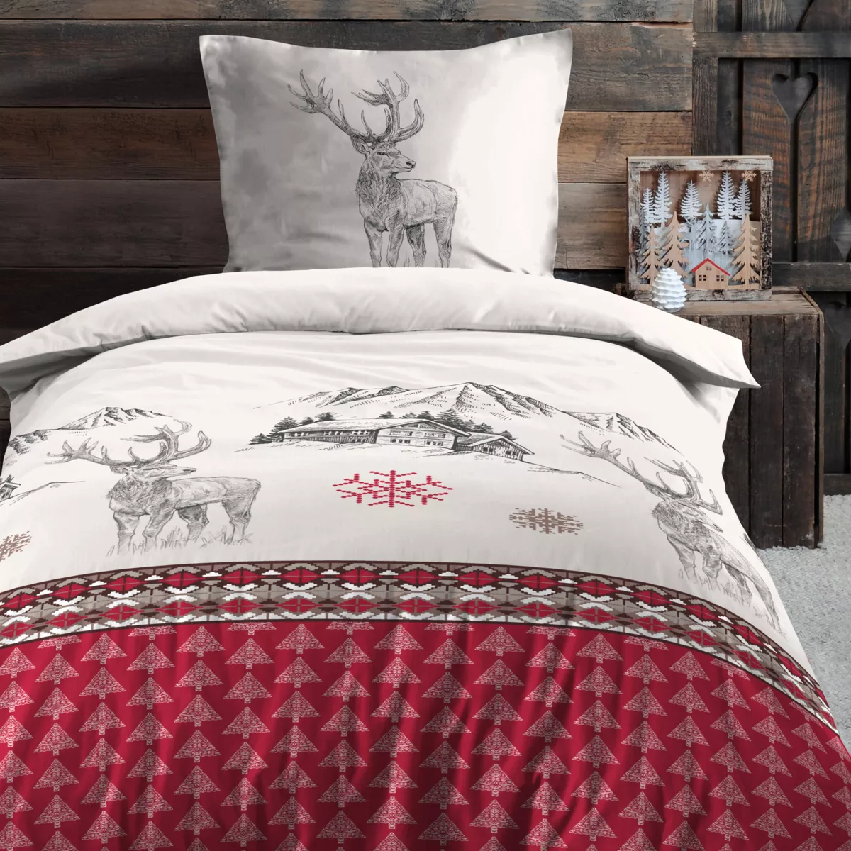 PARURE HOUSSE DE COUETTE BAUGES ROUGE 140X200