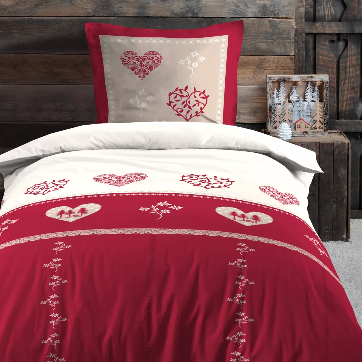 PARURE HOUSSE DE COUETTE MODANE ROUGE 140X200