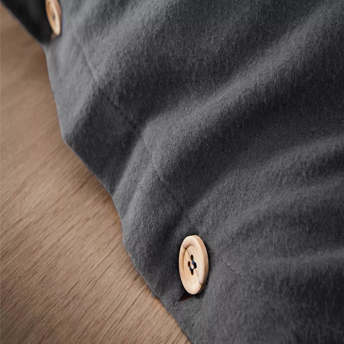 Housse de couette flanelle de coton (200 x 200 cm) Nina Gris anthracite