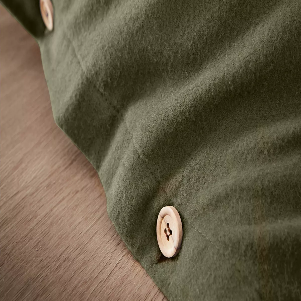 Housse de couette flanelle de coton (240 x 220 cm) Nina Vert romarin