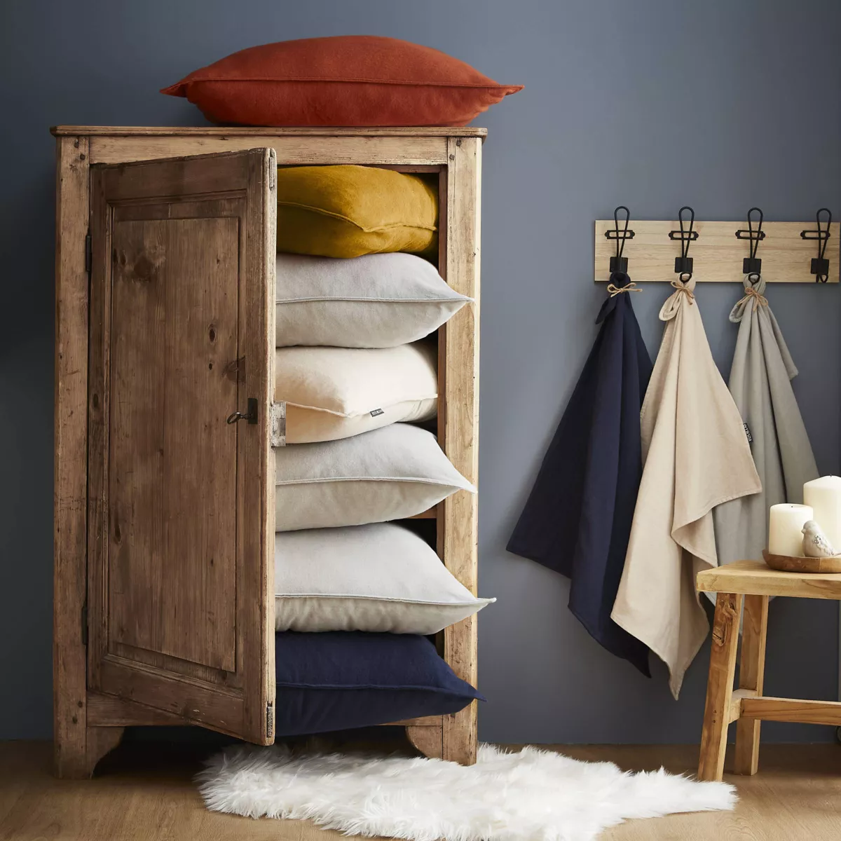 Housse de couette flanelle de coton (240 x 220 cm) Nina Vert romarin