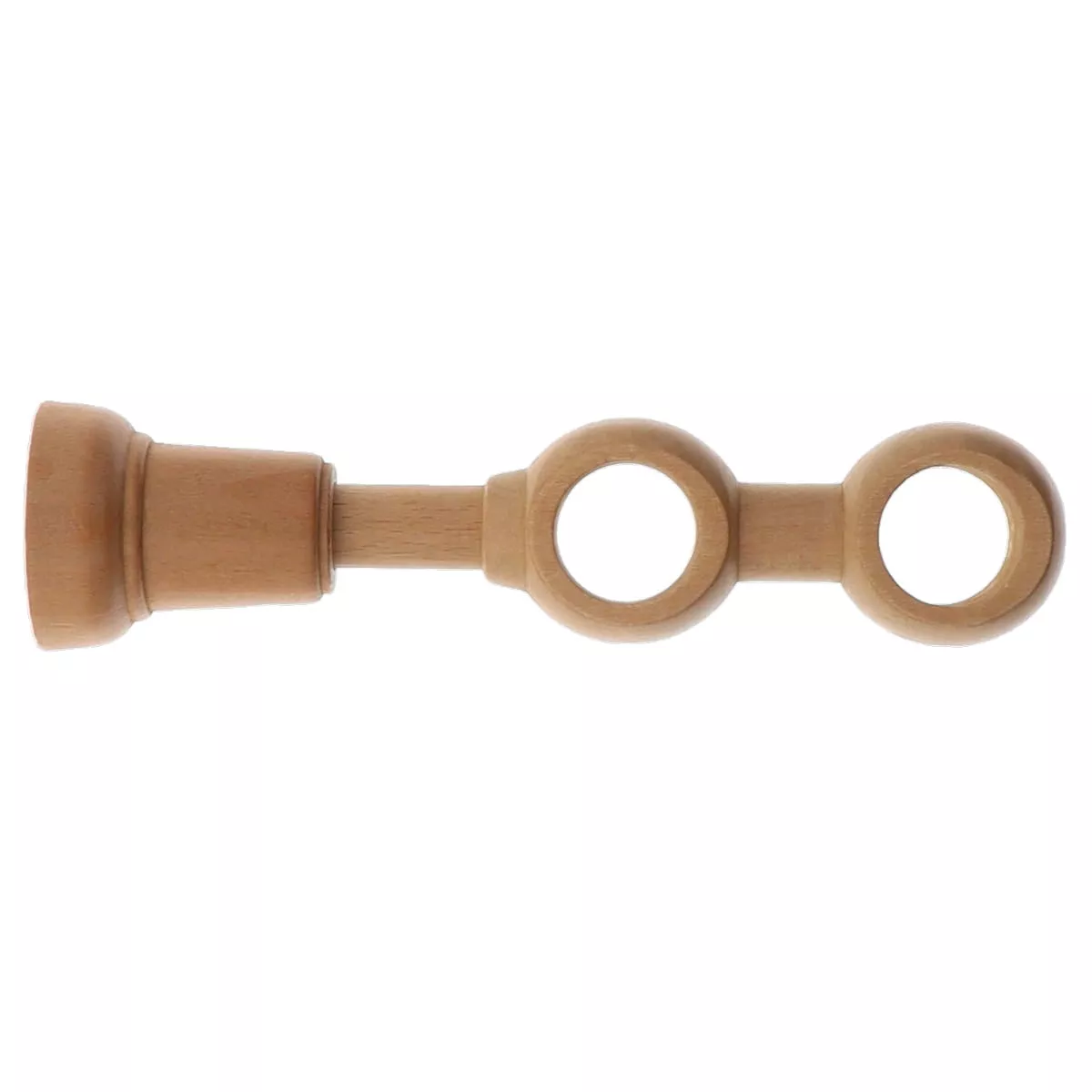 Soporte doble fijo para barra de cortina de madera (L21.5 cm /D28 mm) Nils Beige Barnizado