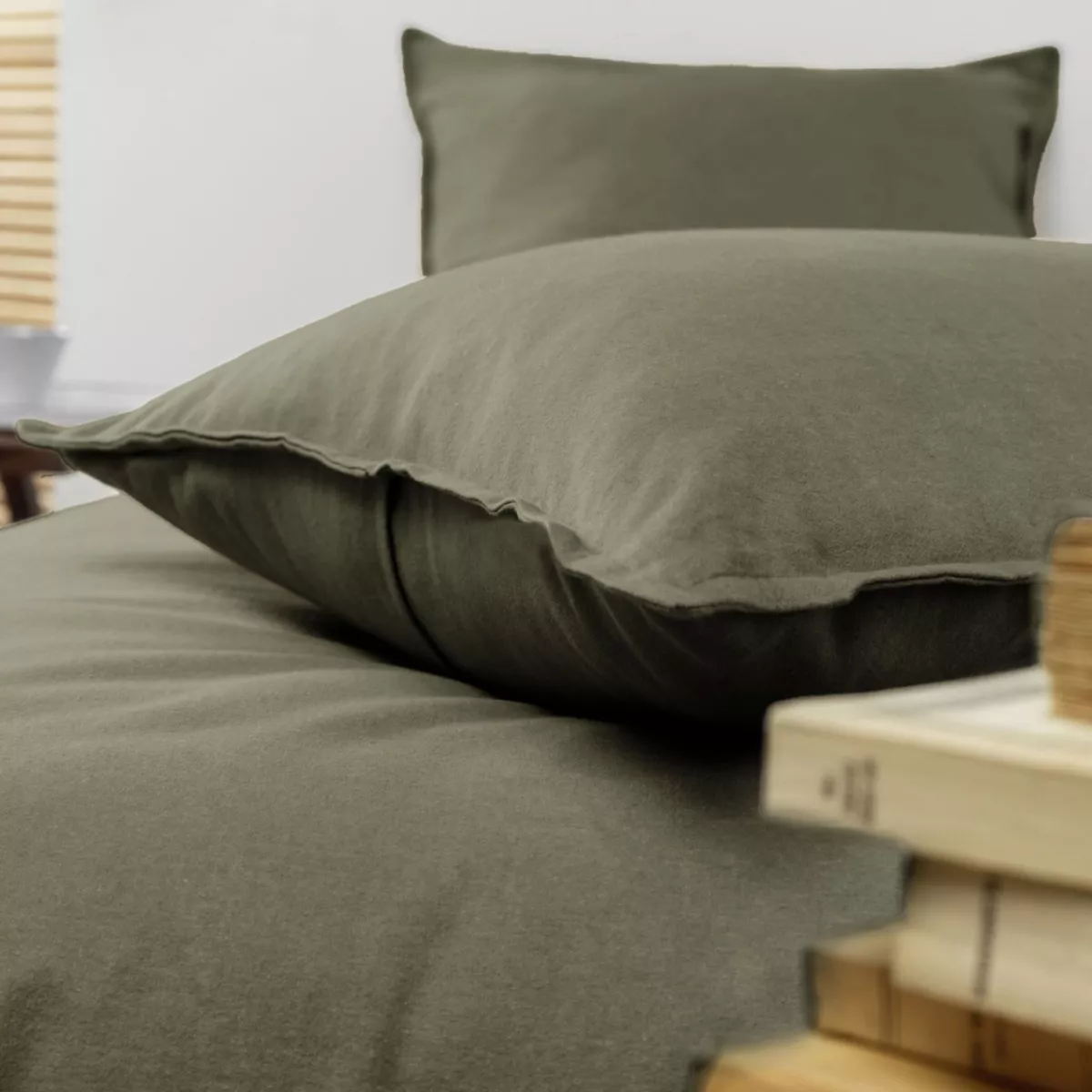 marque eminza - Taie d'oreiller 63 x 63 cm Flanelle unie NINA Unie Romarin